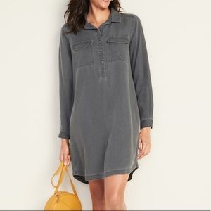 Gray denim Henley dress